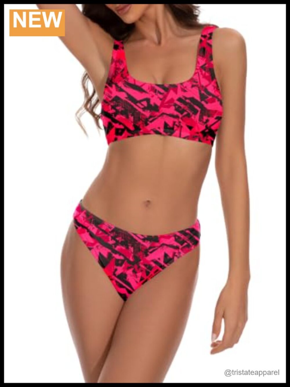 Period Swimwear Two Piece Bikini Set Low Waist Sporty Swimsuit
